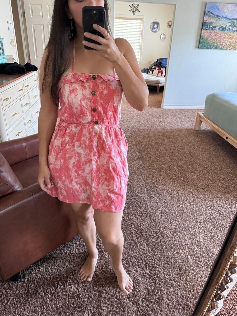 Peppermint Y2K womens M pink tye dye summer mini short dress sleeveless small ha